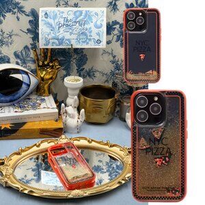 🆕 KATE SPADE NEW YORK 🧿 NWOT Pizza Box iPhone 14 Pro Case, Orange Glitter